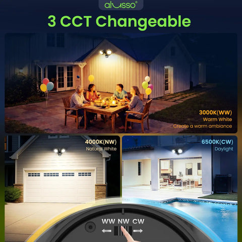 Motion Sensor Outdoor Flood Lights 30W 3500LM 120V With Dusk To Dawn Auto On Time Modes 3000K 4000K 6500K Waterproof