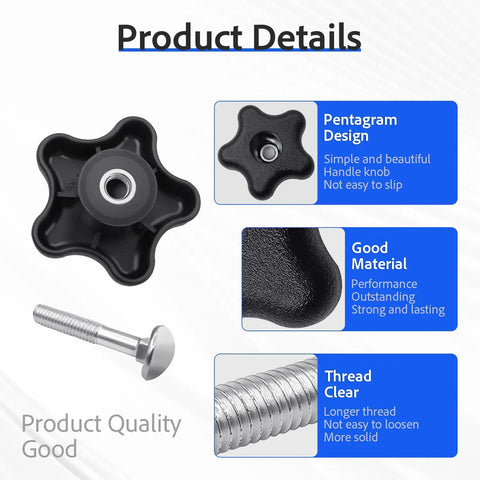 Awesome Handle Knob And Screw Bolt Washer Kit That Slaps On Toro Lawn Mowers Or Snow Blowers 2 Pcs Replacement Fits Models 38536 106-4161 And More No Hassle Fix For Quick Repair Jobs black handle knob and bolt kit with threaded screw, top view