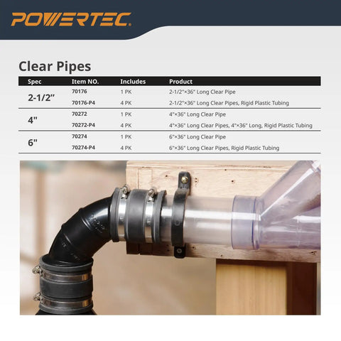 Badass Clear Pvc Pipe Two Point Five Inch By Thirty Six Inch Two Pack Rigid Plastic Tubing For Dust Collection Systems Woodworking Projects Train Tracks And Birdhouses Built Different Hella Durable, detailed specs and connections.