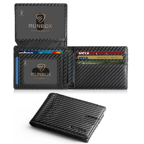 Open Slim RFID Leather Bifold Wallet For Men With 2 ID Windows And Quick Access Slots Holds Up To 15 Cards Fits Easy In Front Pocket Gift Box Included Everyday Carry Essential