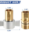 heavy-duty hydraulic quick disconnect coupler set with dimensions 1.16 inch diameter, 4.35 inch length