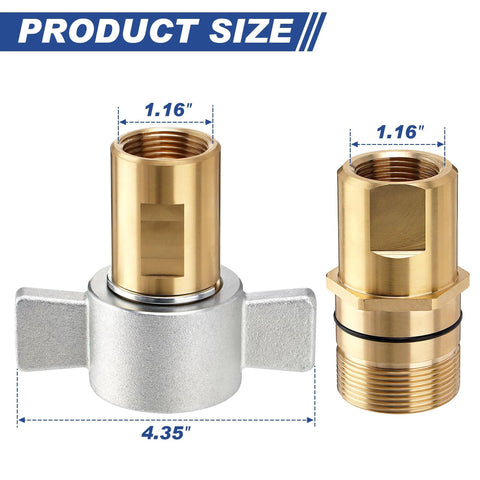heavy-duty hydraulic quick disconnect coupler set with dimensions 1.16 inch diameter, 4.35 inch length