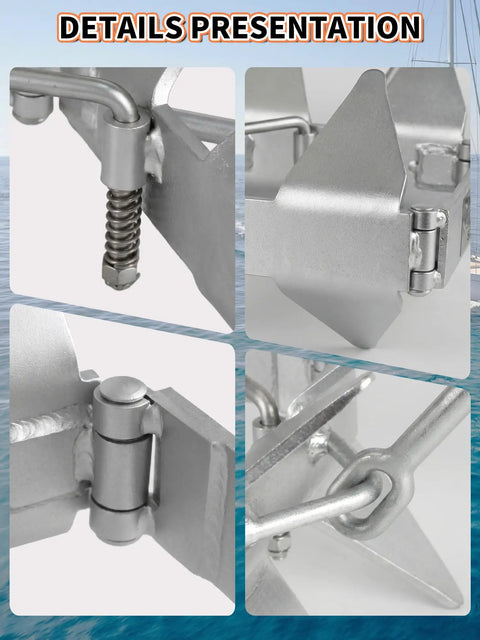Close-up details of Heavy Duty Box Anchor Kit With 100 Foot Nylon Rope And Anchor Chain For Boats Up To 32 Feet