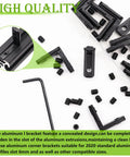 Heavy Duty 2020 Aluminum Extrusion Hardware Kit with screws, wrench, black L shape connectors, zinc alloy fasteners visible
