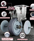 Close-up of 3 Inch Heavy Duty Dual Spring Shock Absorption Caster Wheels Set Of 4 showcasing brake design and dual ball bearing.