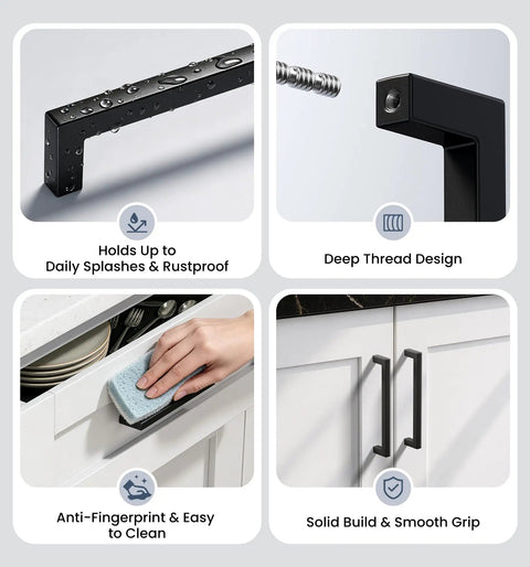 Bombproof Solid Zinc Alloy Matte Black Cabinet Handles 5 Inch Center To Center Kitchen Pulls 10 Pack with rustproof design and easy cleaning features.