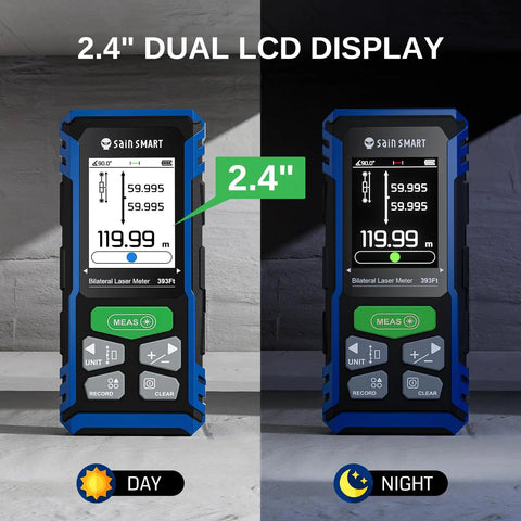 Top Notch Dual Laser Measuring Tool With Savage Green Bilateral Tech For Smooth Indoor Outdoor Project Reads Hella Accurate 393 Foot Range And Rock Solid Plus Two Millimeter Precision