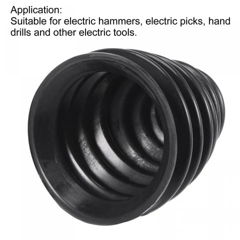 Close-up view of a black silicone dust collector from the 5 Pack Top Shelf Heavy Duty Silicone Drill Dust Collectors For Electric Hammer And Impact Drills Black Pro Builder Zero Mess Shop Upgrade Gear Kit.