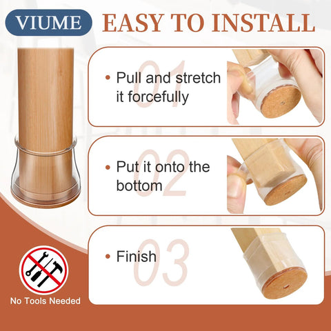 24 Pack Chair Leg Protectors With Silicone Covers And Felt Pads For Hardwood Floors Anti Scratch Noise Reduction installation steps