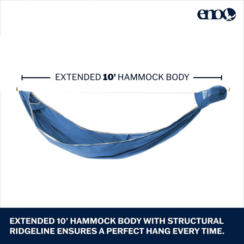 JungleNest Pacific Hammock With Extended 10 Foot Length Structural Ridgeline Featherlite DAC Spreader Bar Boosts Interior Space