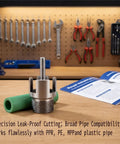Essential 3-Piece Internal External Pipe Threading Tool Kit For Plumber Pros Cut And Thread PVC PPR PE Plastic Pipes Up To One Inch with precision cutter.