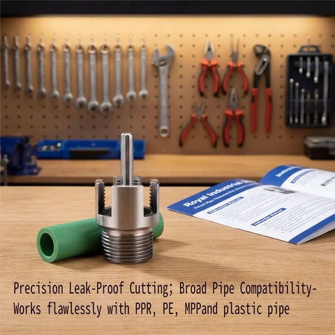 Essential 3-Piece Internal External Pipe Threading Tool Kit For Plumber Pros Cut And Thread PVC PPR PE Plastic Pipes Up To One Inch with precision cutter.