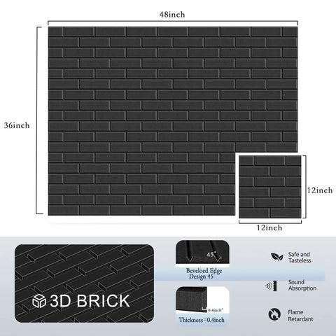 Diagram of 12 Pack Acoustic Panels Self Adhesive 3D Brick Pattern Sound Proof Wall Panels For Recording Studios Offices And Home