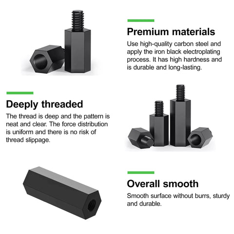 610 Piece M3 Black Nylon Spacer Standoff Kit With Male And Female Spacers Screws And Nuts For PCB Motherboard Raspberry Pi Hats And Circuit Boards Mounting Hardware For DIY Projects. Black threaded standoffs and nuts