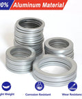 Stacked aluminum crush washers in 600 Piece Aluminum Crush Washer Set For Auto Oil Pan And Drain Plug Seals, corrosion resistant material.