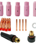 58 Piece TIG Welding Torch Kit With Collets, Alumina Nozzles, Gas Lens, Consumables For WP-17, WP-18, WP-26 Series