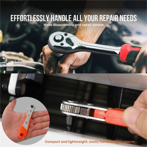 Pro Grade 64 Piece Socket And Bit Set With Three Eighths Inch Drive, 72 Tooth Ratchet Wrench Kit In Cr V Steel in use