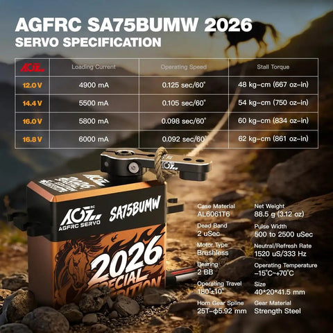 Beefed Up 62Kg Brushless RC Servo Motor With Full Metal Gear 0.092s High Speed At 16.8V Programmable Smart Servo specs