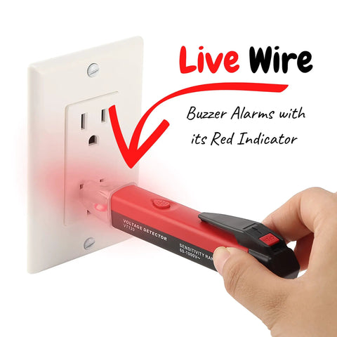 Non Contact AC Voltage Detector Pen For Quick Cable And Socket Voltage Checks lightweight tool with red indicator in use