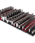 All In One 214 Piece Socket Set With Rails And Tray, Includes Quarter Inch, Three Eighths Inch And Half Inch Drive 6 Point Sockets, SAE And Metric