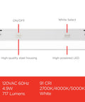 Under Cabinet Lights 18 Inch Hardwired With Three Color Settings 2700K 4000K 5000K Dimmable Energy Efficient LED High CRI 91 Steel