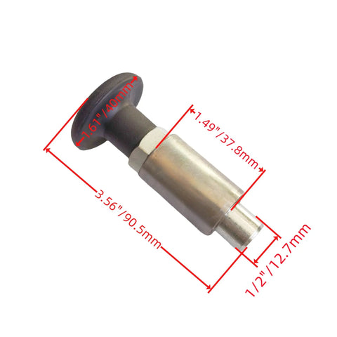 Heavy Duty Steel Pull Pin With Welded Barrel Handle And Black Spring Plunger, 1/2in, 3.56in long, for solid side load performance.