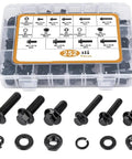 252Pcs Flange Hex Bolt Nut Washer Kit For Metric M6 M8 In Alloy Steel Black Zinc Plated No Fuss Install Durable Fasteners Set
