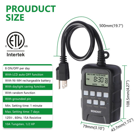 Tough As Nails Outdoor Digital Timer Dual Outlet Weatherproof with LCD display and programming buttons for garden use.