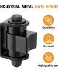 Heavy Duty Weld On Gate Hinges 4 Pack Rock Solid Support For Driveway Security Swing Gates Rated 1100 Pounds Each Pair. Black metal hinge with sturdy design.