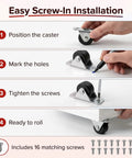 Easy installation steps for 12 Pack Mini Rigid Caster Wheels Low Profile Non Swivel Fixed Casters For Furniture Drawers And Under Bed Storage.