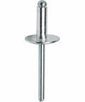 Beefy Large Flange Pop Rivets Three Sixteenth Inch By One Quarter Inch Aluminum Body Steel Mandrel Fifty Pack Heavy Duty Dome Head Blind Rivets