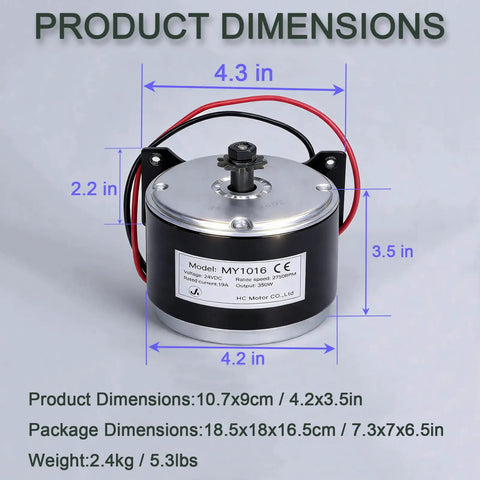 Small Brushed Permanent Magnet Electric Motor For Scooter Drives And DIY Projects 24V DC 350W 2750RPM High Torque Motor Reversible And Ready For Razor E300 E300S E325 Mini Chopper MX350 MX400 Builds