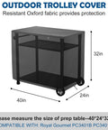Outdoor Dining Cart Cover With Split Zipper, Waterproof 40 By 24 By 32 Inches, shown on double shelf cart.