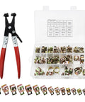 Top Notch 137 Piece Spring Hose Clamps Assortment Kit With Heavy Duty Pliers Covers 7 To 22mm Sizes, metal clamps in case