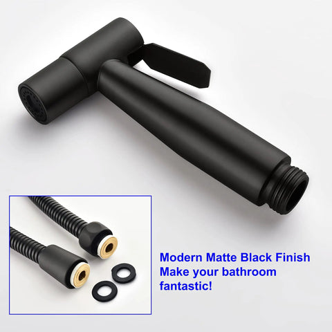 Matte Black Handheld Bidet Sprayer Kit For Toilet With Stainless Steel Sprayer Head and Installation Parts