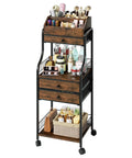 Rolling Makeup Organizer Cart With Wheels For Floor Skincare Storage, Non Woven Drawers, Vanity Organizer And Cosmetic Display Cabinet