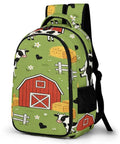 Green Grass Farm Cartoon Printed Unisex Backpack With Large Capacity Durable Polyester Breathable Dope Everyday School Backpack
