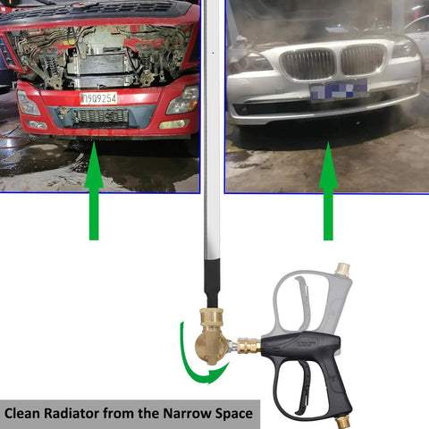 Lucstar radiator cleaning wand with quick-connect pivoting coupler for pressure washers; Amazon brand, 240-degree.