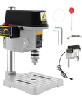 3-Speed Portable Electric Benchtop Drill Press For DIY Projects, Mini Drill Press With 10mm Chuck And Laser Scale, accessories shown