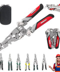 18 In 1 Foldable Wire Stripper Tool With Crimpers And Cutters, Pro Grade And DIY Ready, red handles displayed with accessories