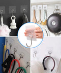 Ten Pack All Purpose Heavy Duty Adhesive Hooks For Hanging Up To 37 Pounds Rustproof Nano Gel Pads And Stainless Steel Hooks