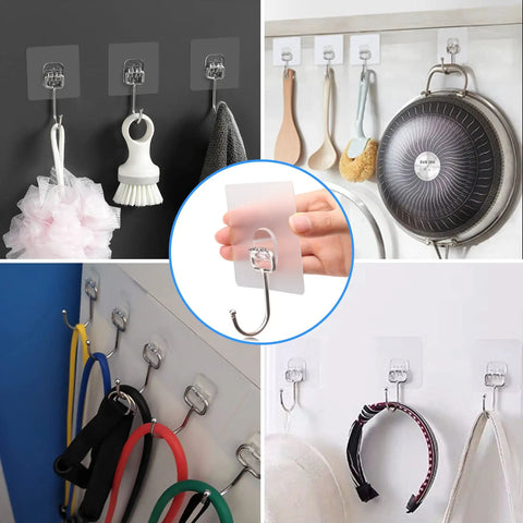 Ten Pack All Purpose Heavy Duty Adhesive Hooks For Hanging Up To 37 Pounds Rustproof Nano Gel Pads And Stainless Steel Hooks