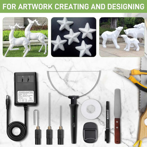 6 In 1 Foam Cutter Kit With 22W Transformer And Digital Voltage Controller, includes pen tool, wand knives, and bow blade for crafting.