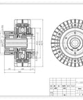 Technical drawing of Magnetic Powder Clutch And Brake System With Hollow Shaft Housing, 24V Tension Controller.