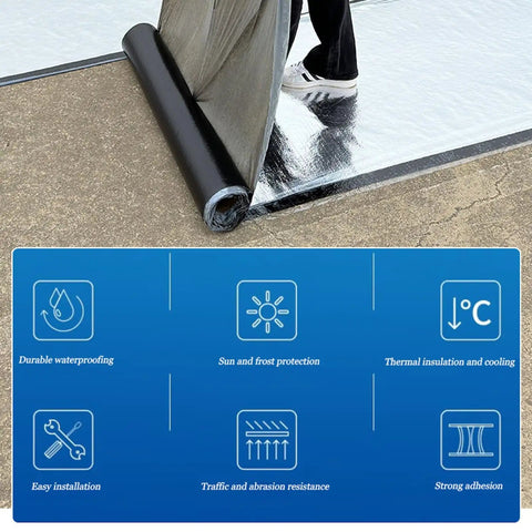 Person unrolling Rock Solid Self Adhesive Roofing Felt Membrane And Weatherproof Sealing Tape for waterproofing sheds.