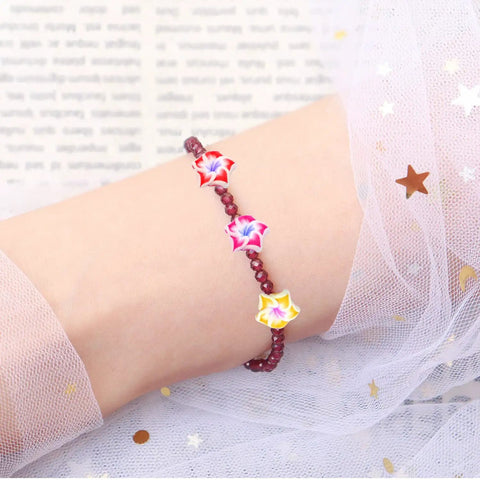 Bracelet featuring Frangipani Flower Beads Set 50Pcs 12mm Polymer Clay Plumeria Floral Beads Assorted Colors For Jewelry Making