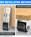 4 Pack Rubber Swivel Gate Caster Wheels Replacement Kit With Non Slip Rolling Casters shown with vertical and horizontal mounting options