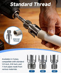 Two In One Pipe Tapping And Threading Kit For One Half Inch, Three Quarter Inch, And One Inch PVC Pipes in use with drill