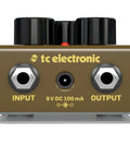 Front view of Honey Pot Fuzz Pedal With Vintage Flavor Delivers A Massive Tone Wall And Long Sustain, metal chassis and input-output jacks