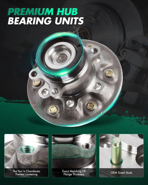 Front view of Front Left Wheel Hub Bearing For 2004 To 2008 Chevrolet Colorado GMC Canyon Isuzu I Series 280 290 370 Models Part 515106 Premium Quality OE Replacement, showing flange details and OEM studs.